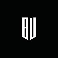 BU logo monogram with emblem style isolated on black background vector