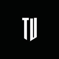 TU logo monogram with emblem style isolated on black background vector