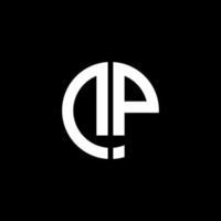 DP monogram logo circle ribbon style design template vector