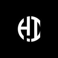 HI monogram logo circle ribbon style design template vector