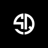 SQ monogram logo circle ribbon style design template vector