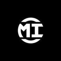 MI logo monogram isolated on circle element design template vector