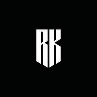 RK logo monogram with emblem style isolated on black background vector