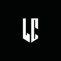 Monograma del logotipo de LC con estilo emblema aislado sobre fondo negro vector