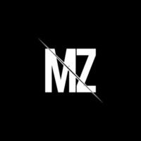 MZ logo monogram with slash style design template vector