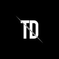 TD logo monogram with slash style design template vector