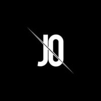 JO logo monogram with slash style design template vector