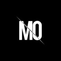 MO logo monogram with slash style design template vector