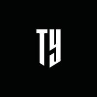 TY logo monogram with emblem style isolated on black background vector