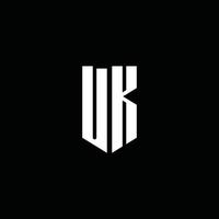 UK logo monogram with emblem style isolated on black background vector