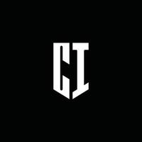 Monograma del logotipo de ci con estilo emblema aislado sobre fondo negro vector