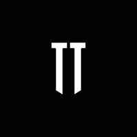 TT logo monogram with emblem style isolated on black background vector