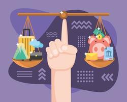 balancing money and travel vector