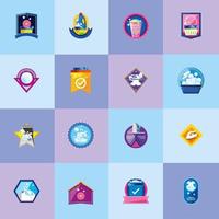 laundry badges icon set vector