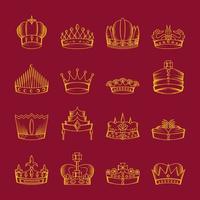 crown hand drawn set vector