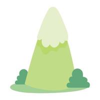 mountain bushes grass cartoon icon in isolated style vector