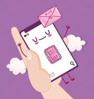 messaging love with mobile vector