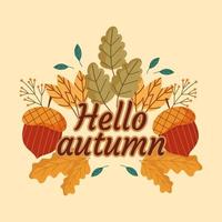 hello autumn lettering vector