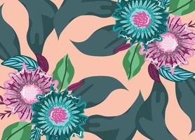 flowers decorative bouquet leaf background, painting design vector