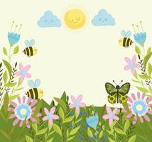 bees butterfly in the flowers vector