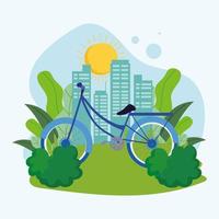 bike on the grass vector