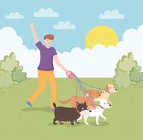 young man with pets vector