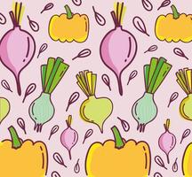 food pattern, pumpkin radish onion fresh vegetable, vector