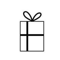caja de regalo con arco decoración línea icono estilo fondo blanco vector