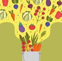 bucket full of vegetables vector