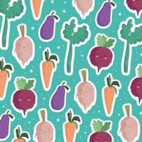 cute vegetables pattern vector