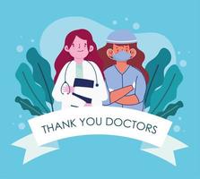 female doctor and nurse vector