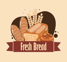 fresh bread food vector