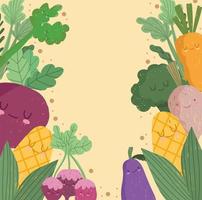 vegetables cute cartoon vector