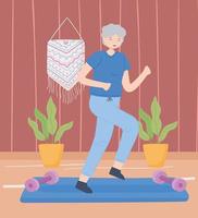 happy old woman fitness vector