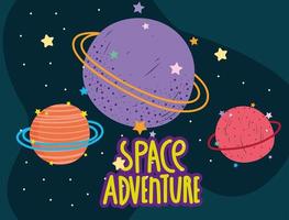 space planets stars galaxy adventure explore cartoon vector