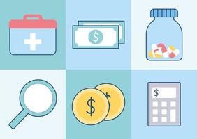 six health insurance icons vector