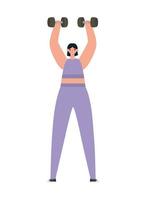 woman with dumbbells vector