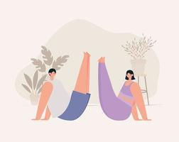 meditating couple illustration vector