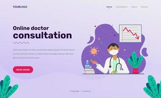 Landing Page web template, with illustration character, book, plants and statistic vector