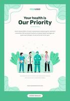 Poster template, illustration character with the medical outfit can be used for print, infographic, presentation vector