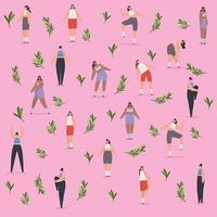 women stretching pattern vector