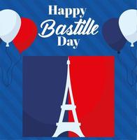 happy bastille day card vector