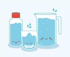 tres vasos de agua vector