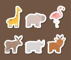 six animals illustration vector