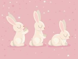 three pretty bunnies vector