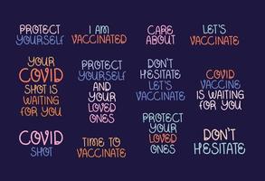 covid vaccine phrases vector