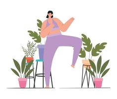 cute woman stretch vector