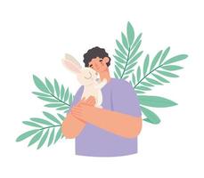 man with rabbit vector