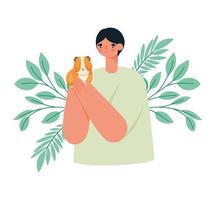 man with hamster vector