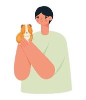 man and hamster vector